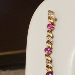 Vintage Sterling gold tone rhinestone bracelet